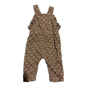 Kate Quinn Ruffle Bib Long Jumpsuit Cocoa Kitty Organic Cotton Slub